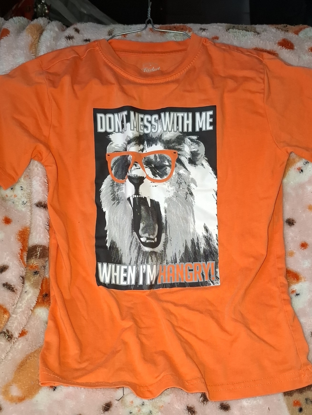 Faded Glory Orange Kids Graphic Tee with Roaring Lion